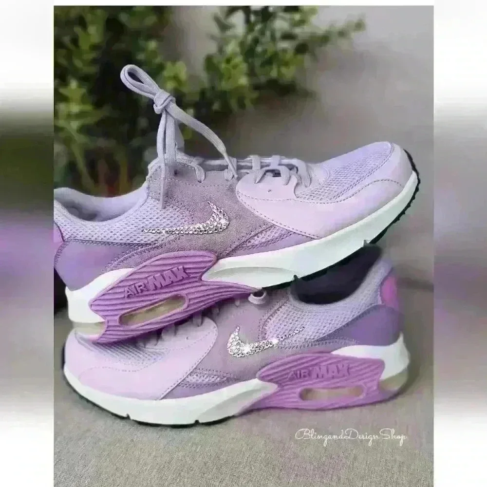 Nike Air Max Excee Womens Purple Sneakers Shoes Made with Swarovski Crystals